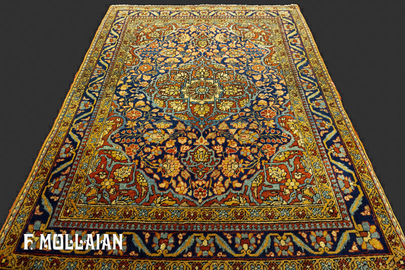 Small Antique Persian Kashan Mohtasham Rug n°:68347589